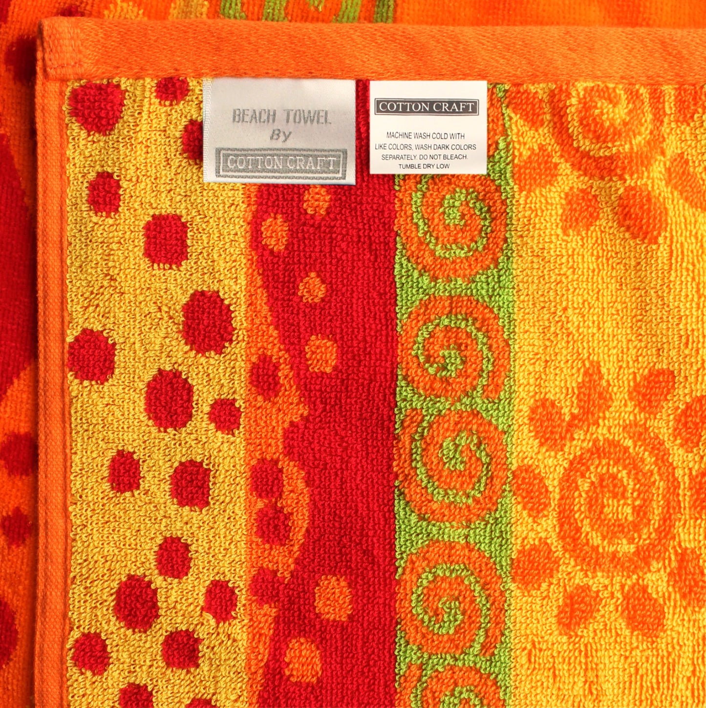 COTTON CRAFT Oversized Beach Towel - 2 Pack 35x70 XL Towels - 100% Cotton Big & Huge Pool Bath Towel - Plush Terry Jacquard Velour 450 GSM Super Soft Absorbent Luxury - Sunshine Orange Yellow