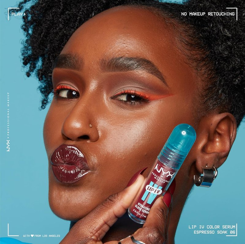NYX PROFESSIONAL MAKEUP Lip IV Hydrating Glossy Lip Stain - Long-Lasting Vegan Formula with 12 HR Hydration | Mocha Me Wet (Brown)