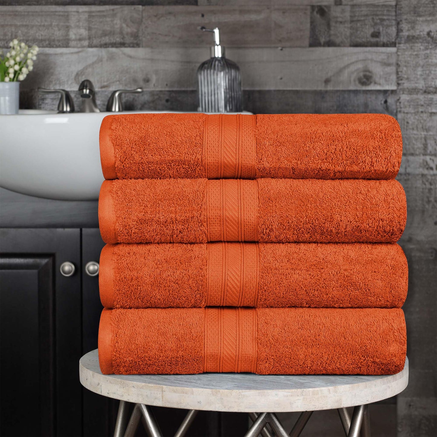 Superior Superior Long Staple 100% Combed Cotton 700GSM Solid 4-Piece Bath Towel Set for Bathroom, Shower, Kitchen-Super Soft, Plush, Highly Absorbent, Assorted 4-Piece Towels, Sandstone