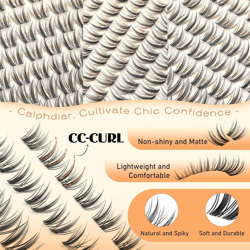 calphdiar Manga Lash Clusters Bunny Eyelash Clusters 8-14mm Short Cluster Eyelash Extensions Natural Lashes Clusters Wispy Individual Lashes Extension CC-Curly Spiky Eyelashes for Everyday Wear
