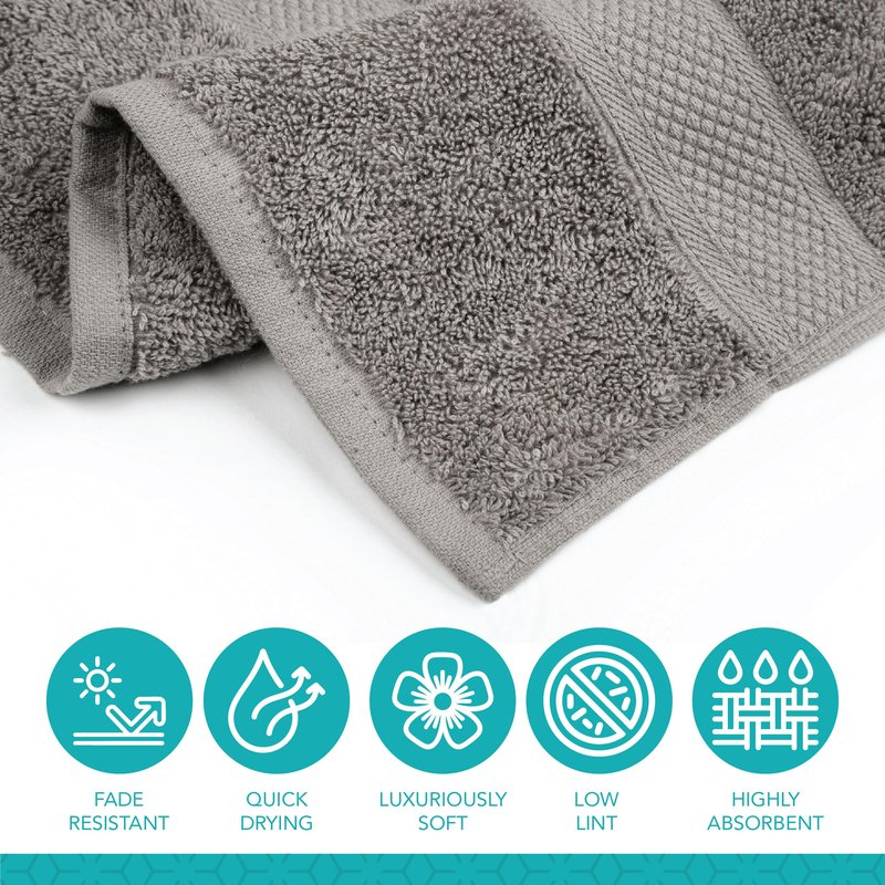 Pleasant Home Bath Towels Set of 6 (24” x 50”) 100% Cotton, 515 GSM | Lightweight, Soft & Highly Absorbent Luxury Towels for Bathroom | for Gym, Pool & Spa | 6 Pack, Gray
