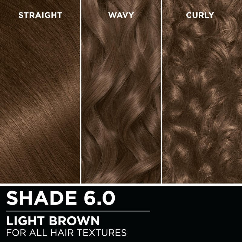 Garnier Olia Hair Color, Ammonia-Free Permanent Hair Dye, Oil-Powered Formula for 100% Gray Coverage and 3x Shinier Hair, Vegan & Cruelty Free, 6.0 Light Brown, 1 Count