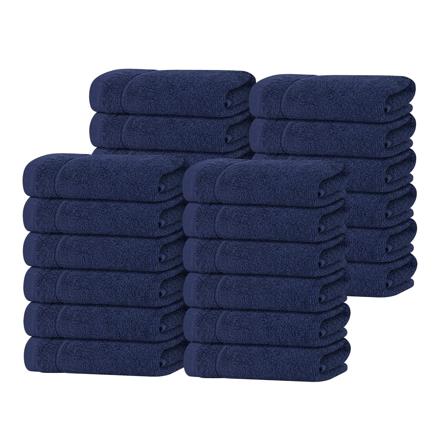Tens Towels Pack of 24 Washcloths, 12 x 12 Inches, Lighter Weight, Quick to Dry, Super Soft & Absorbent, Gentle Face Towels, Hotel Quality, Perfect for Bathroom, Gym, Spa (Navy, 24 Pack)