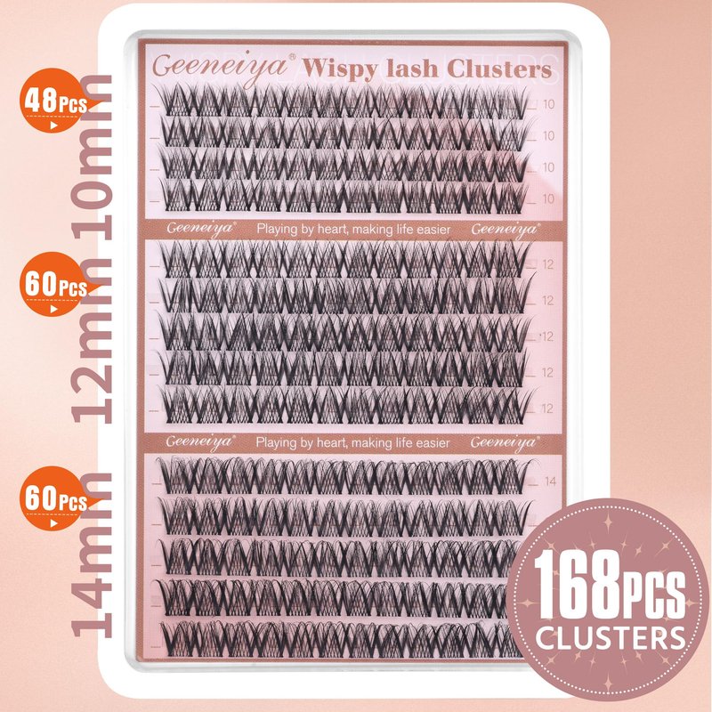 Medium Lash Clusters Short Wispy C Curl Eyelash Clusters 10-14MM Individual Eyelashes Natural Cluster Eyelash Extensions Natural Looking Cluster Lashes by Geeneiya (C Curl,10-12-14)