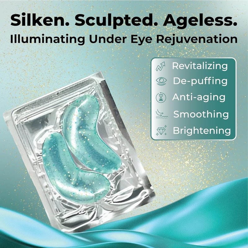 24K Gold Under Eye Masks - Collagen & Hyaluronic Acid Gel Patches for Dark Circles & Puffiness | 20 Pairs
