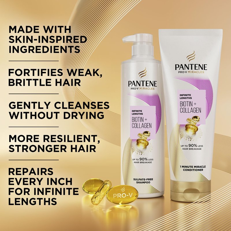 Pantene Pro-V Miracles Infinite Lengths Biotin + Collagen Sulfate-Free Shampoo 13.5 FL OZ