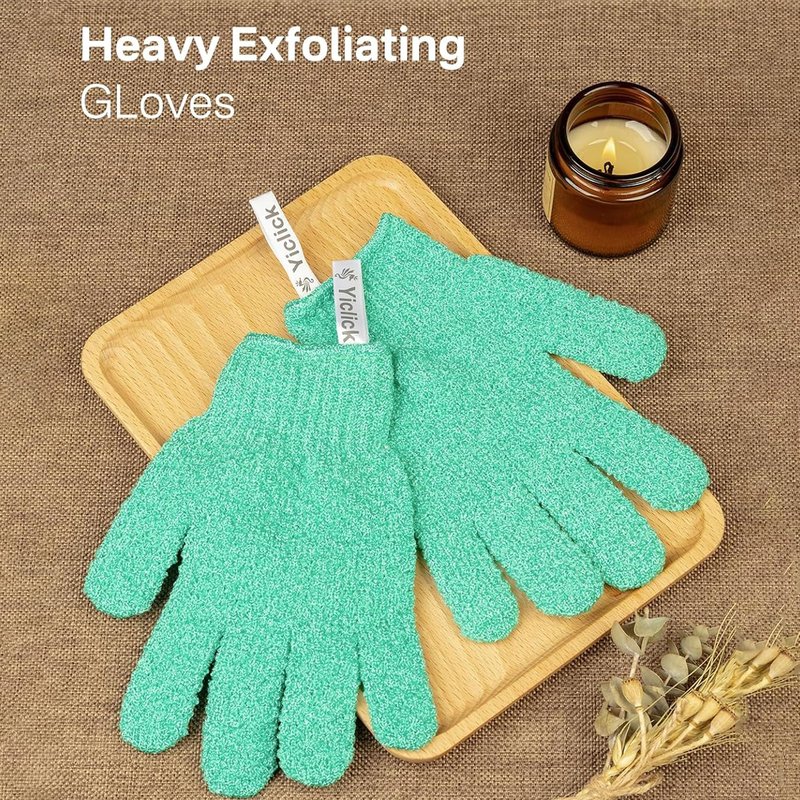 Yiclick Heavy Exfoliating Gloves, Exfoliating Body Scrubber for Bath Shower Exfoliation, Body Scrub Exfoliator for Dead Skin Remover, Exfoliate Sponge Loofah Washcloth Mitt Men Women