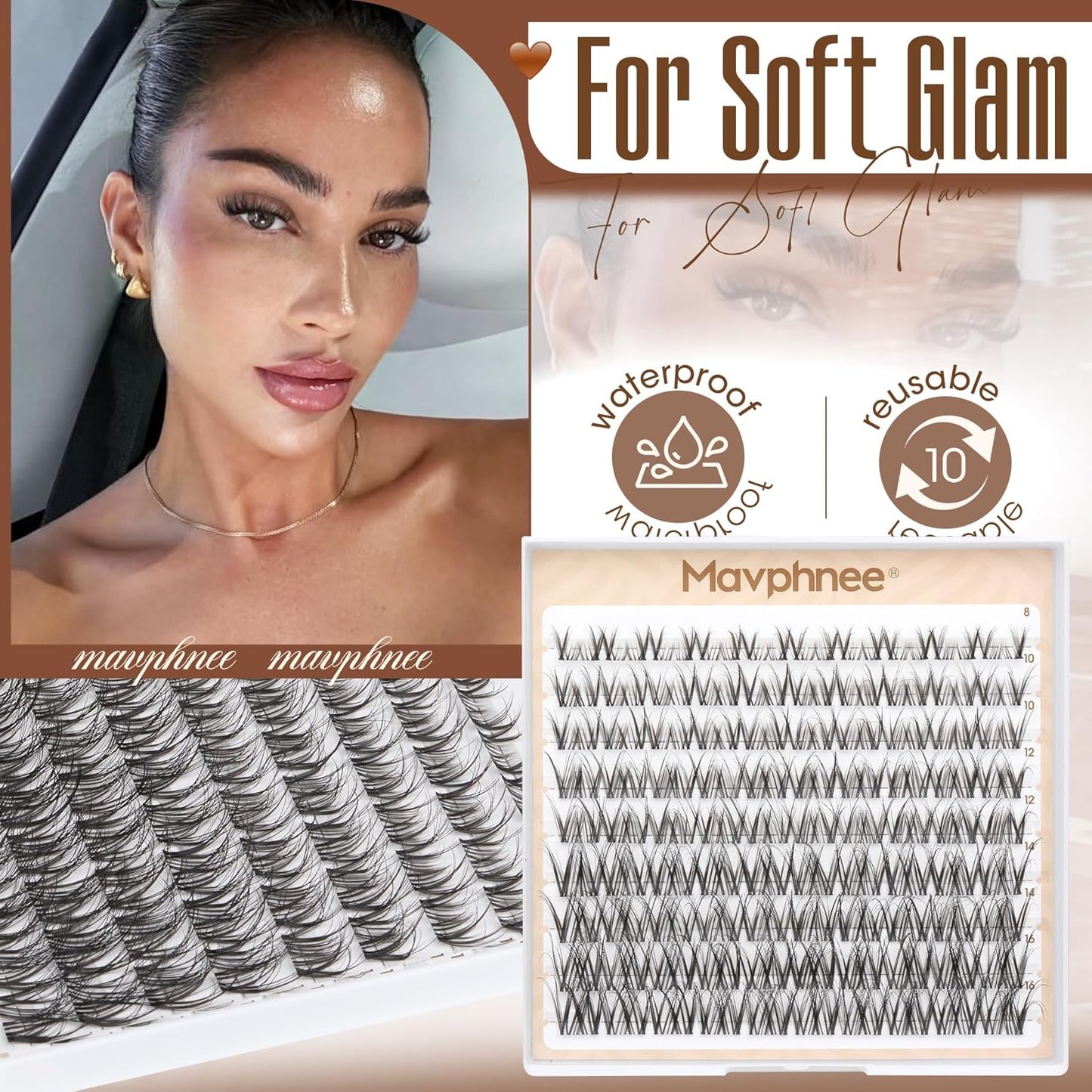 Spider Lash Clusters | Natural Wispy Eyelash Extensions | 8-16MM CC Curl with Flexible Clear Band