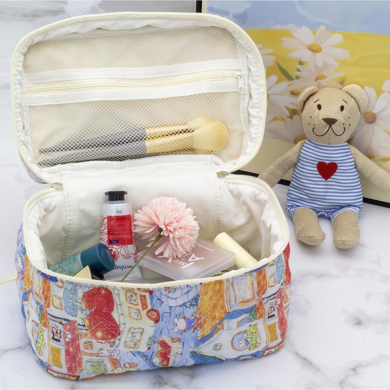 PAZIMIIK Quilted Makeup Bag Large Travel Zipper Soft Cosmetic Case for Women Girls Make Up,Little Bunny