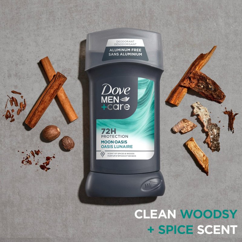 Dove Men+Care Aluminum-Free Deodorant Moon Oasis 4 Count for a Long-Lasting Scent, with 72H Odor Protection, 3.0 oz