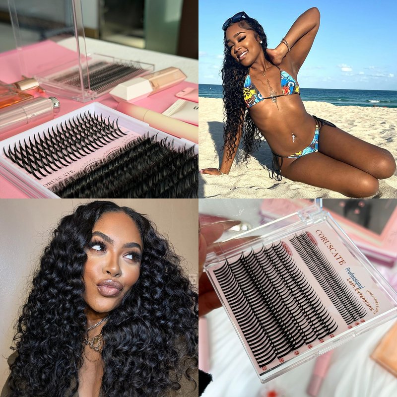 CORUSCATE Lash Clusters with Spikes Ultra Long 12-22mm Lash Spikes 7-9mm Bottom Lashes Supply Cluster Eyelash Extensions For Pros Multi-Eye Lash Styles DIY Eyelashes for Manga/Spiky/Mega Look