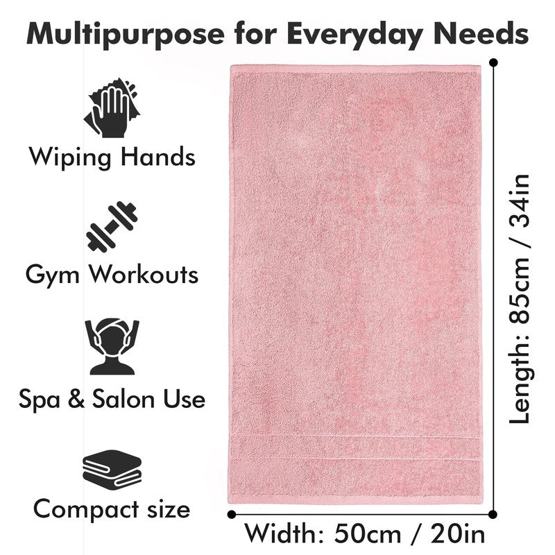 Novo Home 100% Cotton Hand Towels for Bathroom – Soft & Absorbent Towel Set– Pack of 6 Small Towel (34x20in) – Quick Dry Luxury Cotton Hand Towels – Baby Pink