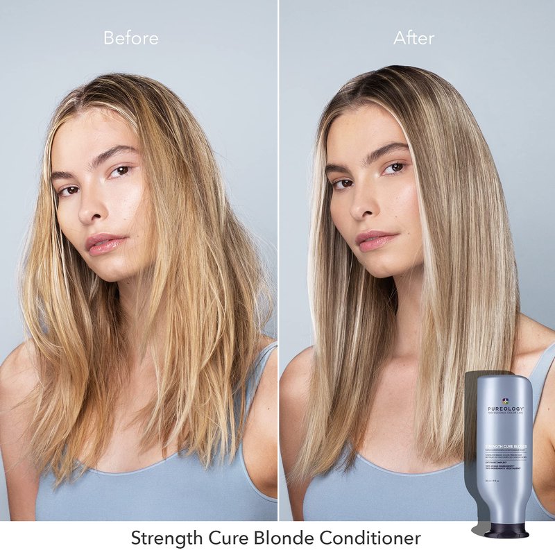 Pureology Strength Cure Blonde Purple Conditioner for Blonde & Lightened Color-Treated Hair, 9 Fl Oz