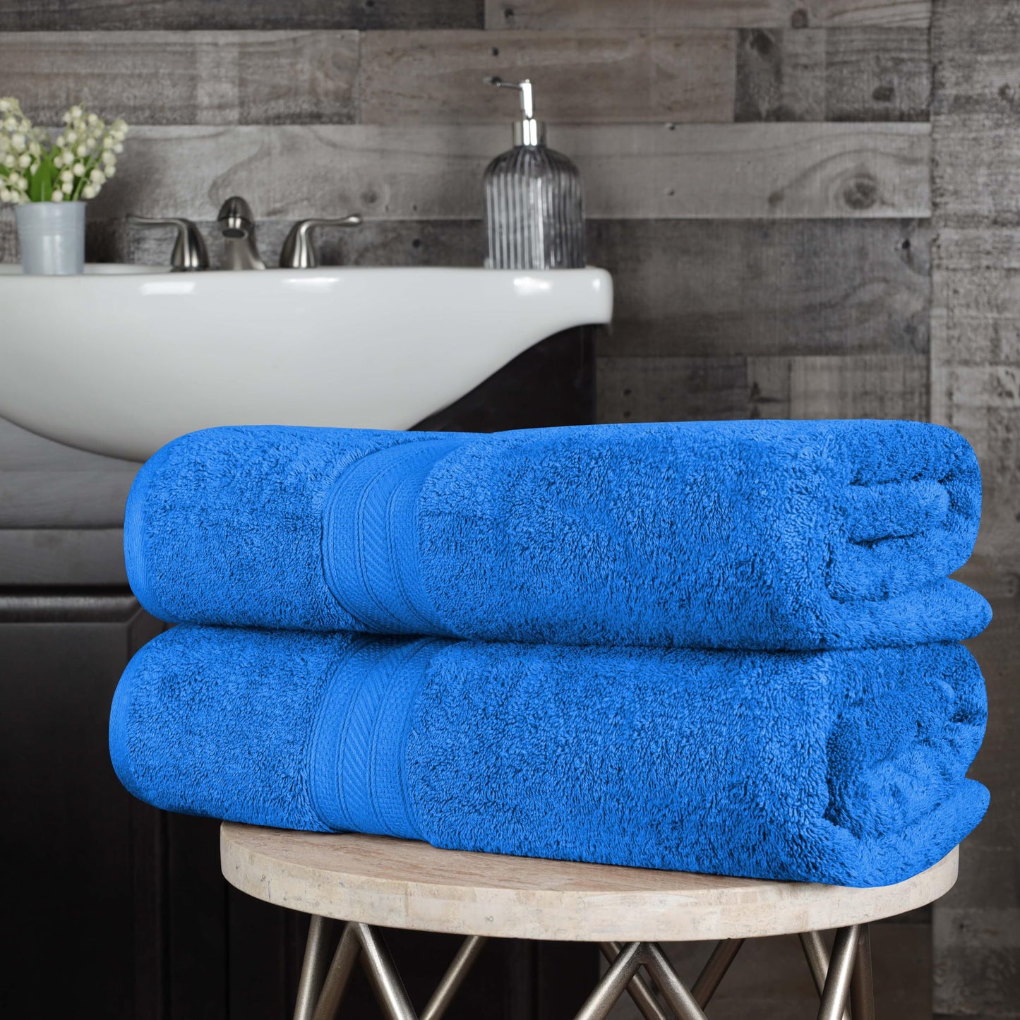 Superior Long Staple 100% Combed Cotton 700GSM 8-Piece Solid Towel Set for Bathroom, Shower-Super Soft, Plush, Assorted 8-Piece Towels, 4 Face/Washcloths, 2 Hand Towels, 2 Bath Towels, Allure