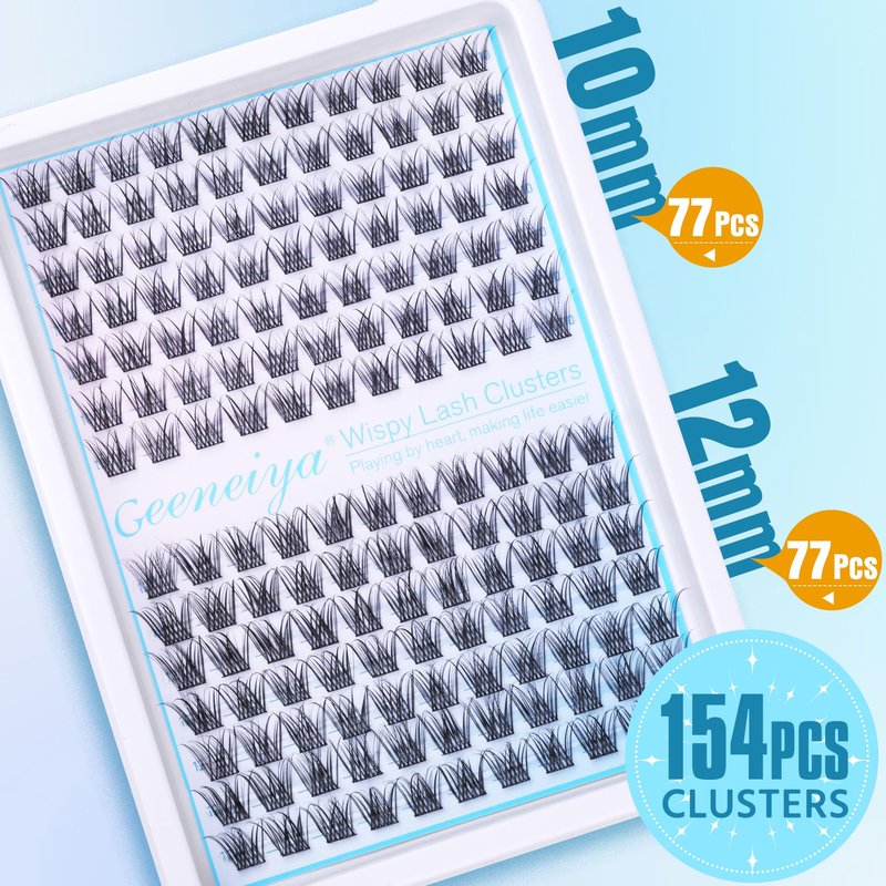 Short Lash Clusters Wispy C Curl Eyelash Clusters 10-12MM Individual Eyelashes Natural Cluster Eyelash Extensions Natural Looking Cluster Lashes by Geeneiya（154PCS, C Curl, 10-12mm)