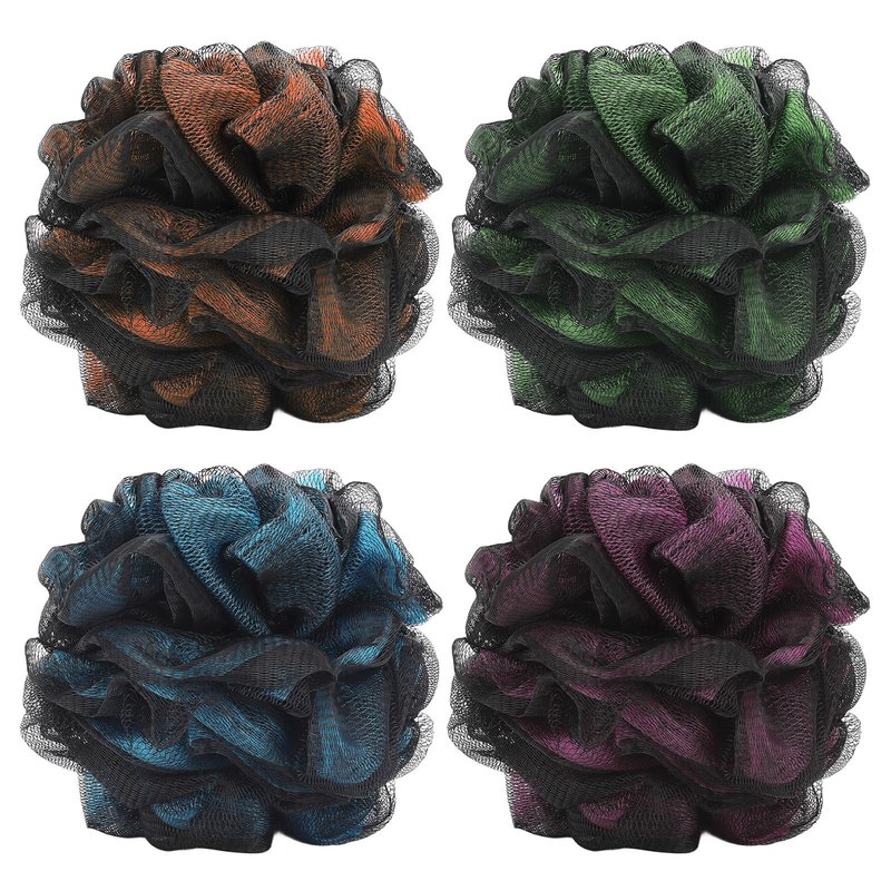 Loofah Sponge 60g/Piece, Bath Sponge Pouf Shower Loofah Body Scrubber Exfoliator Pack of 4