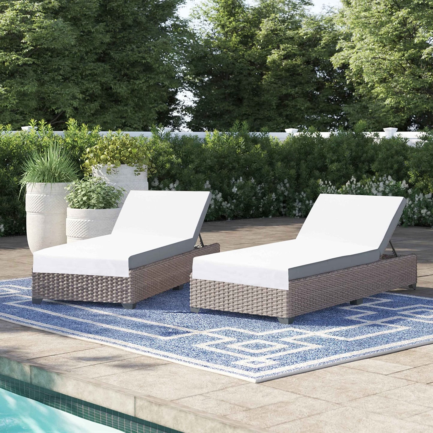 COTTON CRAFT Pool Lounge Chair Cover - 2 Pack 100% Cotton Soft Ringspun Terry Towel - Chaise Patio Picnic Spa Sun Lounger Beach Lounge Chair Cover - Oversized 32 in W x 82 in L x 7 in Pocket – White