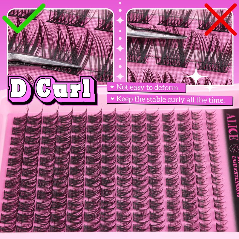 ALICE Lash Clusters Eyelash Clusters - Wispy Volume Eyelash Extensions with Spikes - 228pcs 10-18mm 100D Waterproof Individual Lashes for Dramatic Look and Customizable Styles