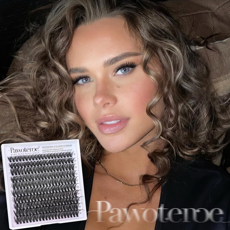 Pawotence Lash Clusters 200pcs Individual Lashes 40D Cluster Eyelash Extensions 9-16mm Eyelash Clusters Lash Extensions for Self Application (40D, 0.07D, 9-16mm)