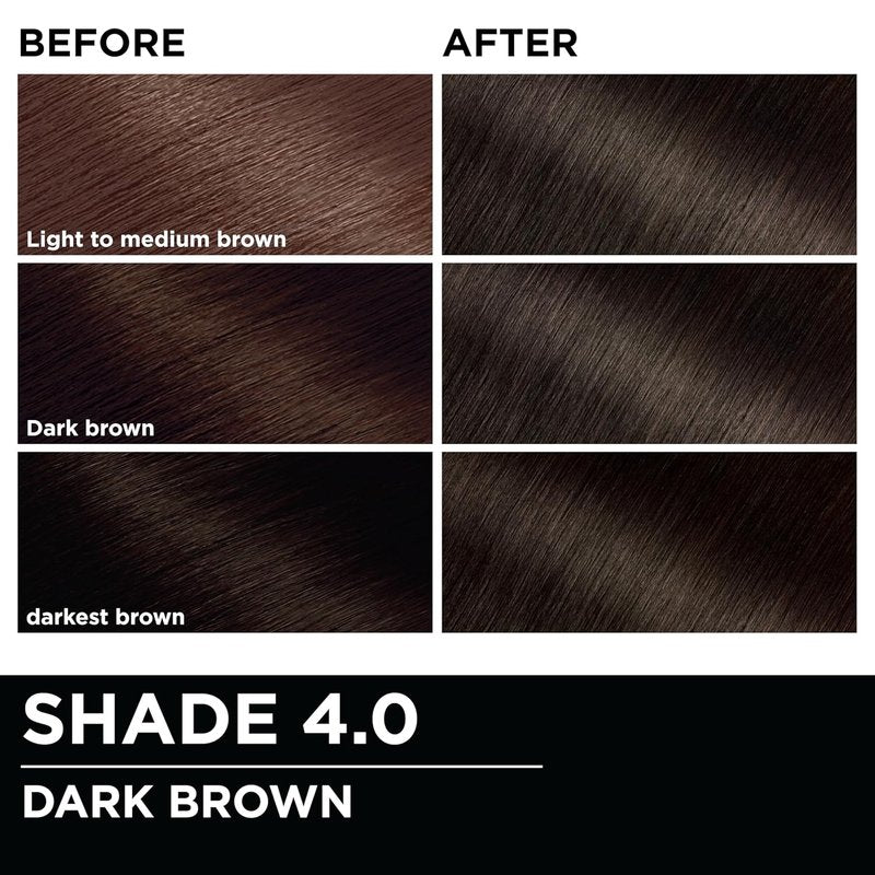 Garnier Olia Hair Color - Ammonia-Free Permanent Dye for 100% Gray Coverage | 4.0 Dark Brown, 2 Count