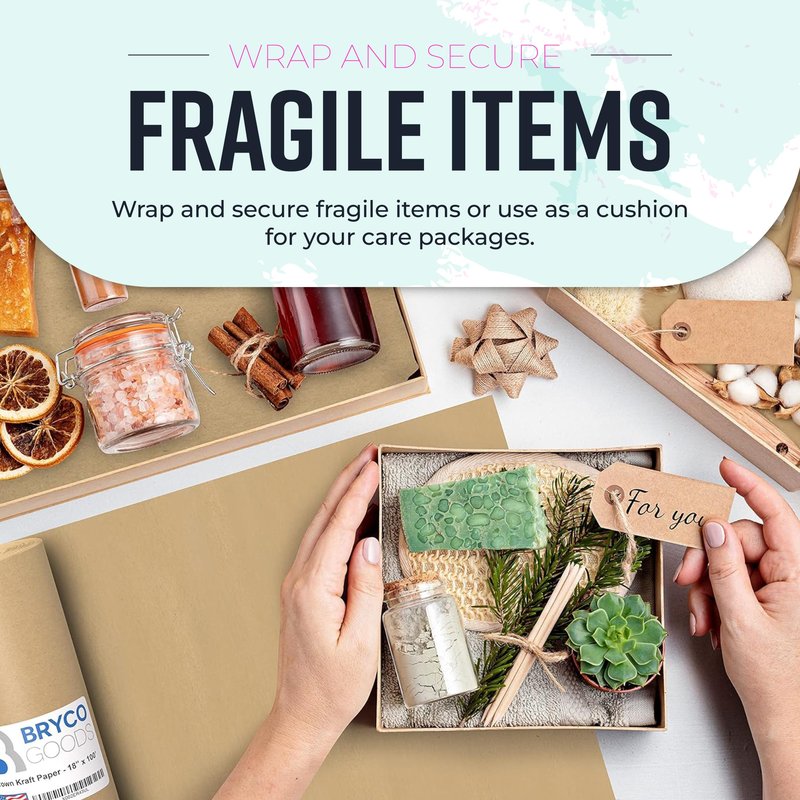 Large Brown Kraft Paper Roll - 36" x 1200" (100 ft) - Made in USA - Ideal for Gift Wrapping, Packing, Moving, Postal, Shipping, Parcel, Wall Art, Crafts, Bulletin Boards, Floor Cover or Table Runner