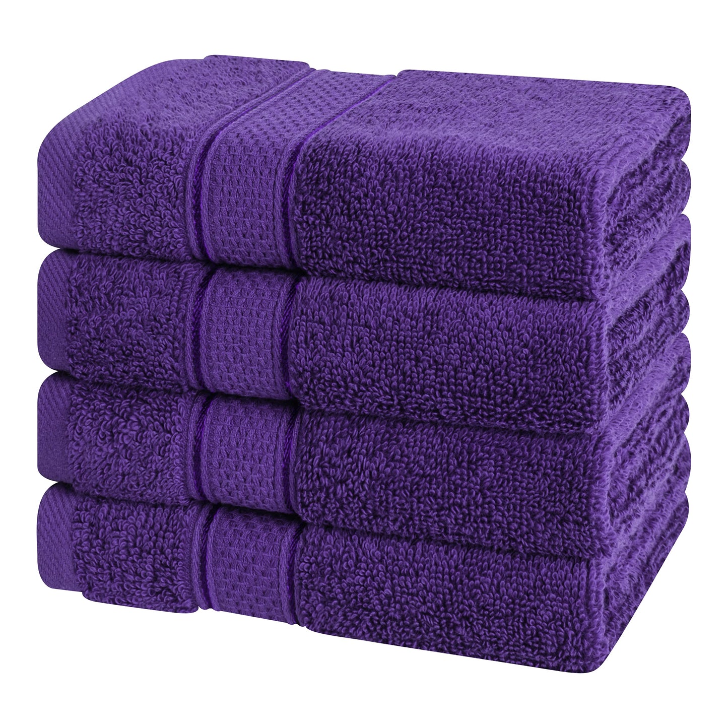 American Soft Linen Salem Washcloth Sets, 4 Piece Luxury 600 GSM 100% Cotton Washcloths for Bathroom, 13x13 inches Washrags Premium Quality Hand Face Towels, Purple