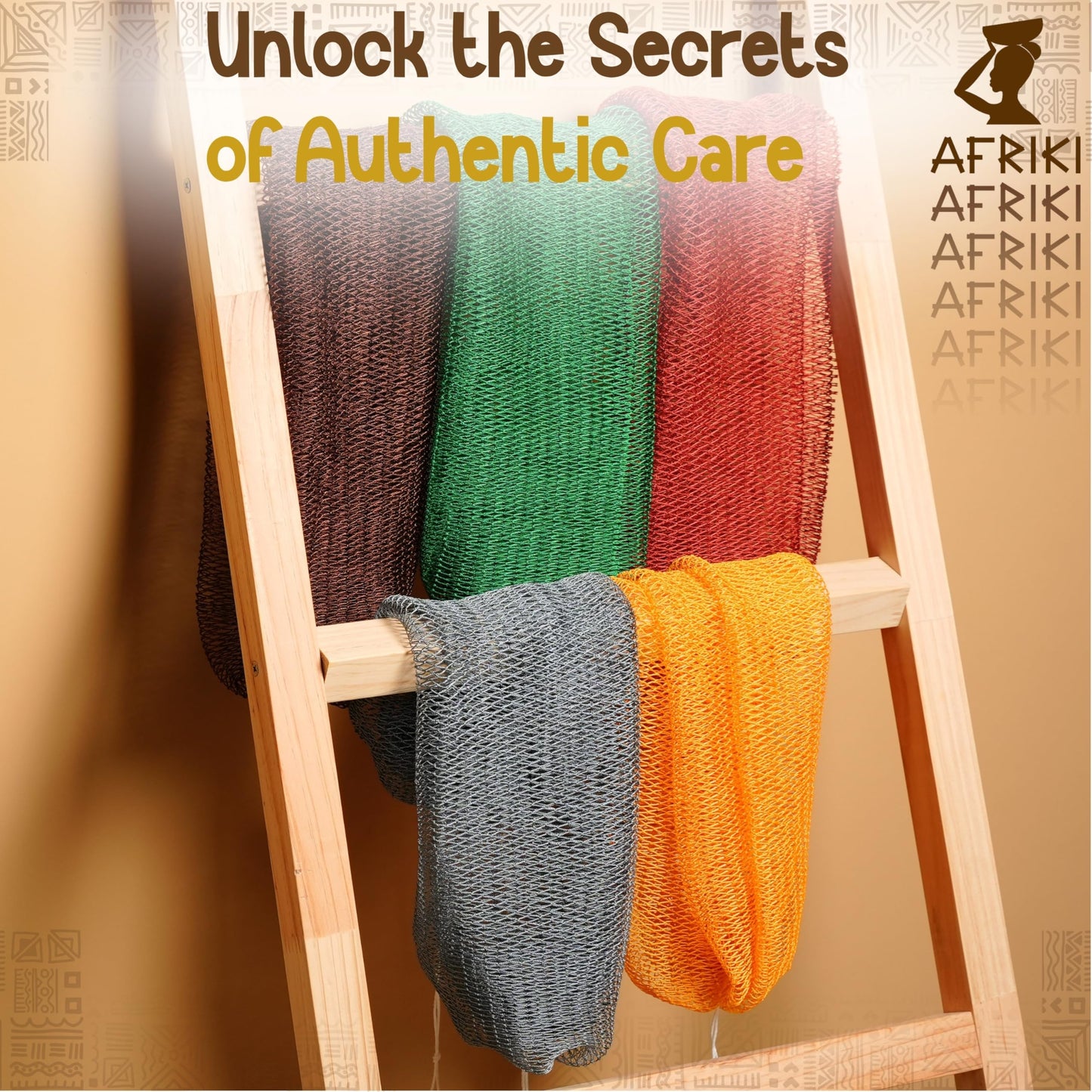 African Net Sponge, Premium Authentic Exfoliating Body Scrubber, Extra Long Stretch Bath Sponge for Shower, Deep Exfoliating Washcloth for Smooth Skin, 1 Pack (Honey Yellow)
