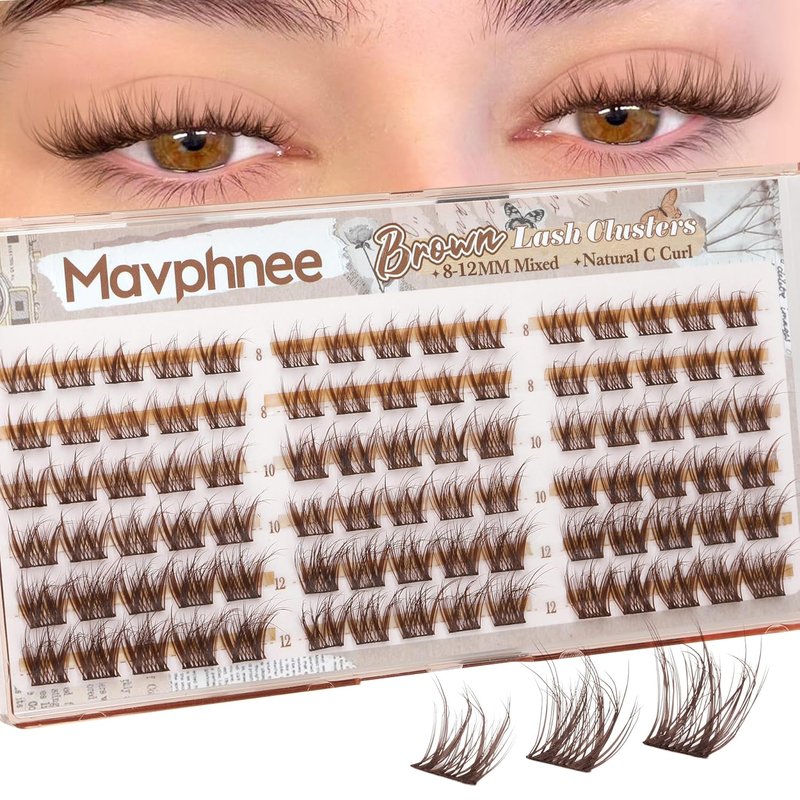 Brown Lash Clusters - 8-10-12MM Wispy Fluffy Eyelash Extensions | Dark Brown DIY Pack