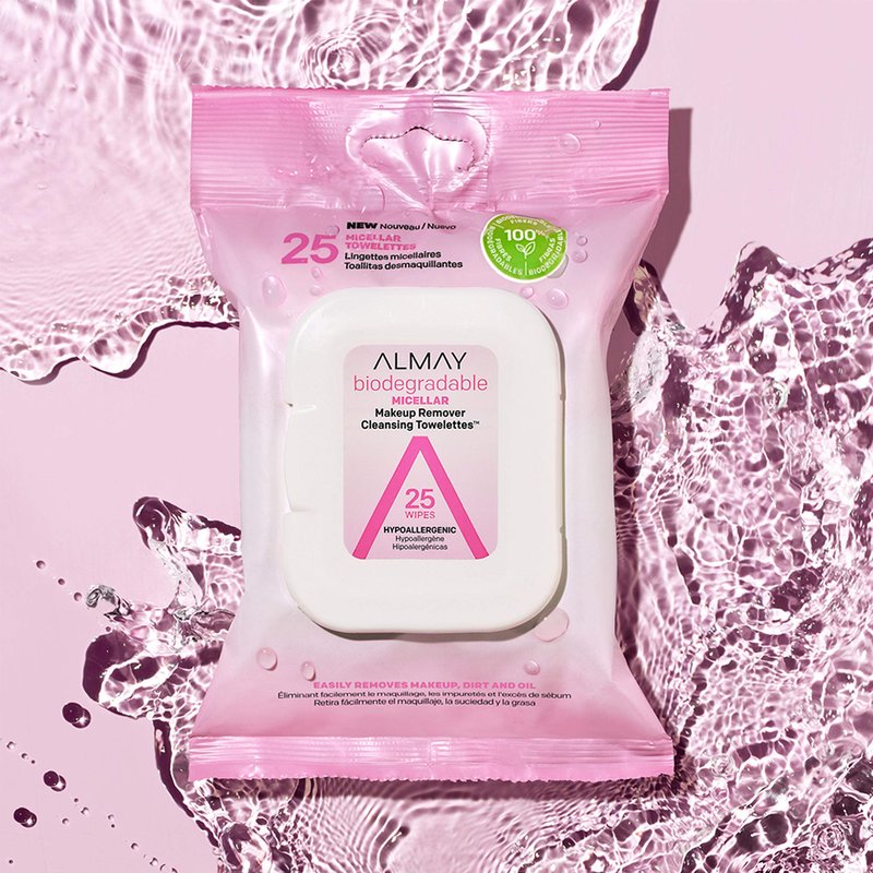Almay Micellar Makeup Remover Cleansing Towelettes, Hypoallergenic, Fragrance-Free, 25 count