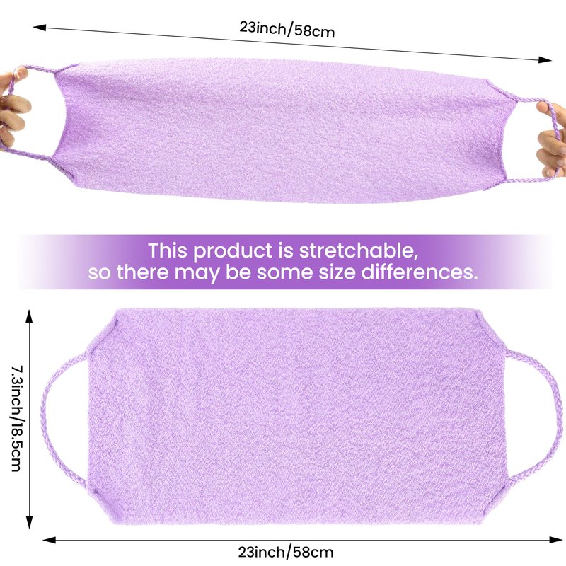 3 Pcs Double-Sided Back Exfoliator Body Scrub Towel, Exfoliating Back Scrubber with Handles,Exfoliating Washcloth Bath Tool in Shower, Stretchable Back Washer to Deep Cleans Skin (Beige,Pink,Purple)