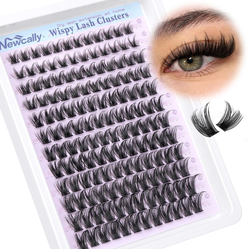 Lash Clusters Wispy Lash Extension D-curly Eyelash Clusters Natural Look 10-18mm Cluster Eyelash Extensions 144Pcs Volume Individual Lashes Spiky Cluster Lashes Manga by Newcally