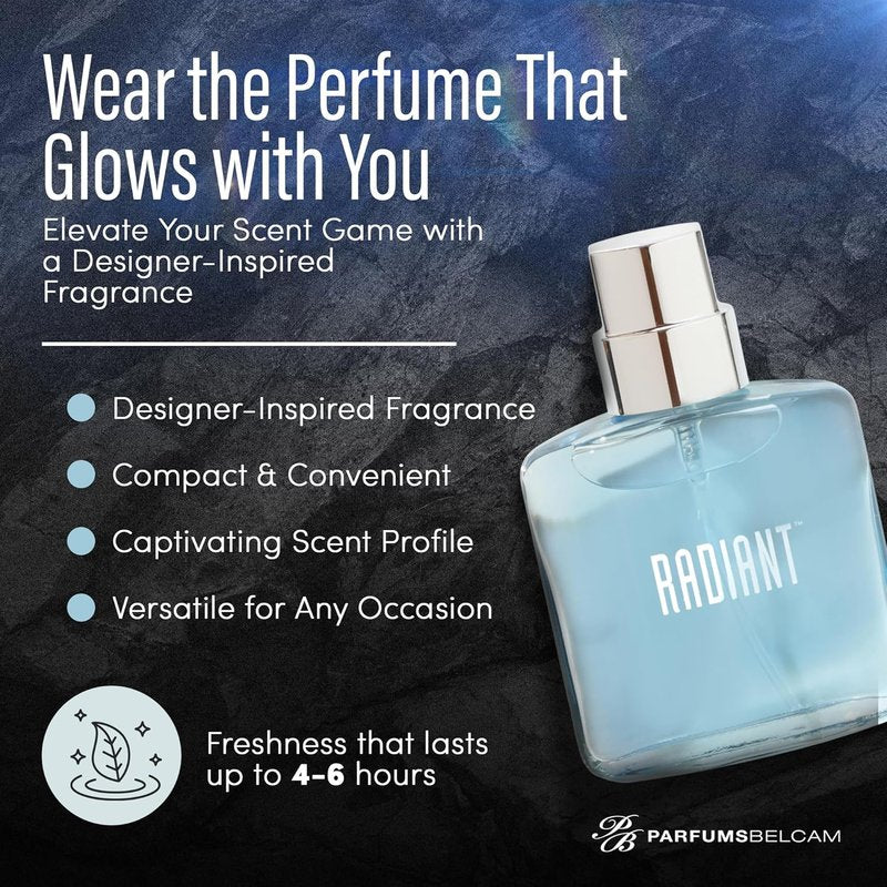 PB ParfumsBelcam Radiant Eau de Parfum for Women - Warm Oriental Vanilla & Citrus Notes | 1.7 Fl Oz