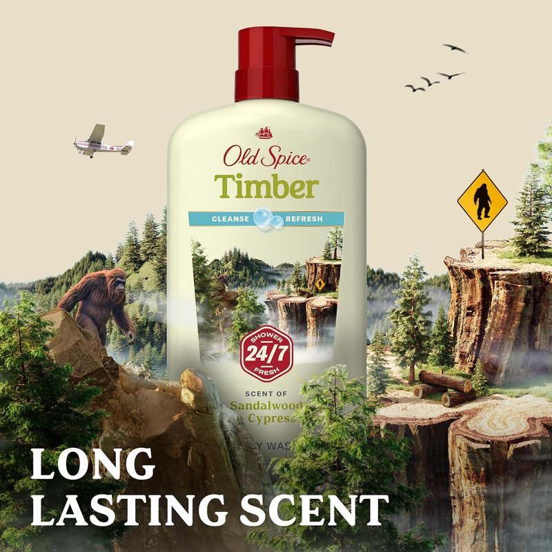 Old Spice Body Wash for Men - 24/7 Fresh Cleanse with Timber & Sandalwood Scent | 30 oz (Pack of 4)