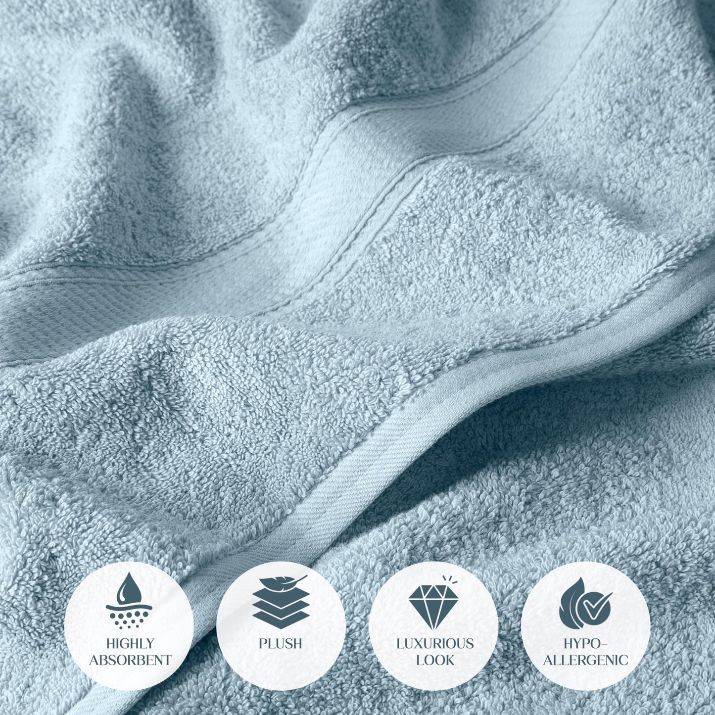 SUPERIOR Egyptian Cotton Ultra Plush & Absorbent, 6 Piece Set, Light Blue