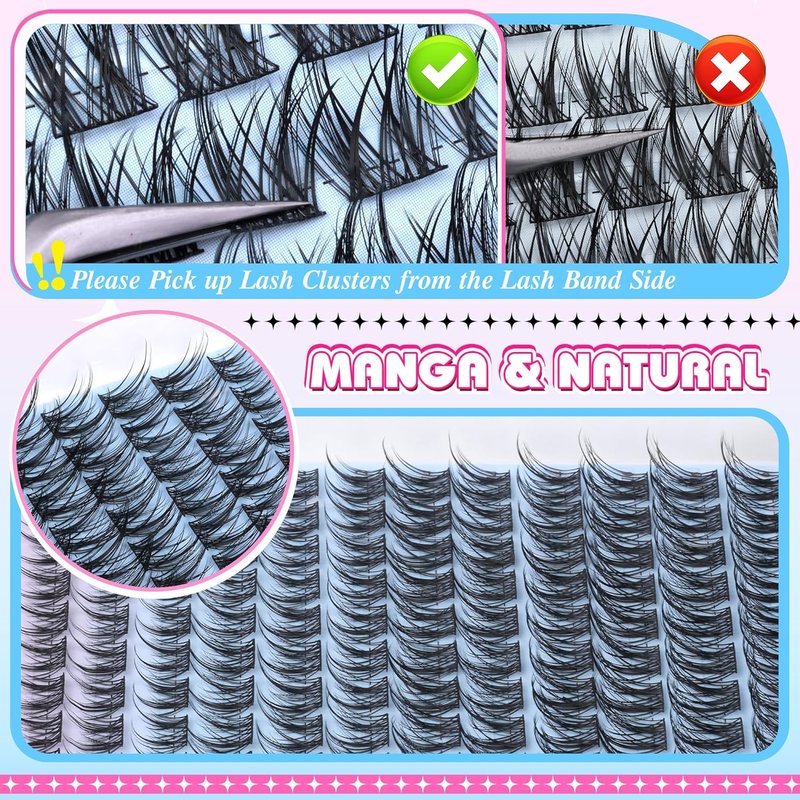 Natural C Curl Eyelash Clusters - Wispy Lash Extensions for DIY | 10-16mm, 144 Pcs