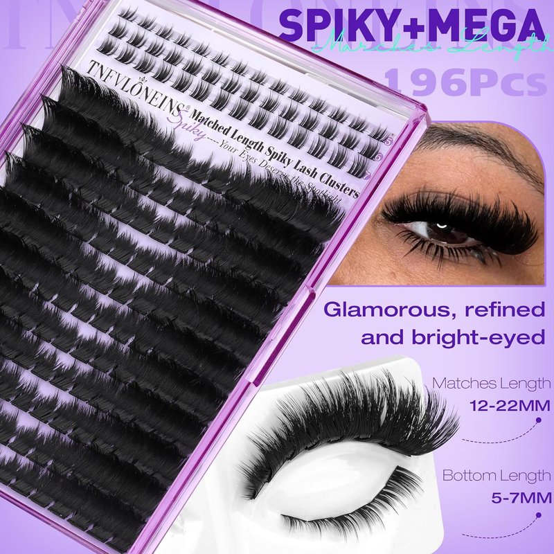 Mink Lash Clusters - D-Curly Eyelash Extensions with Bottom Spikes | 12-22MM Individual Wispy Thick Lashes
