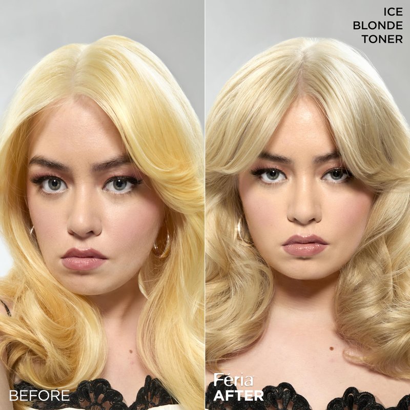 L’Oreal Paris Feria Long-Lasting Anti Brass Power Hair Toner, Ammonia Free Demi Permanent Hair Color, Ice Blonde Hair Toner, 1 Application