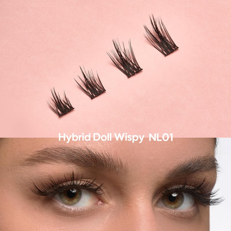 NATURALUX Hybrid Doll Wispy Mixed Lash NL01; 10mm, 12mm, 14mm, 16mm; 144 Total Count; False Eyelash Clusters, Individual Lashes, Lash Extensions, Lash Clusters, C Curl