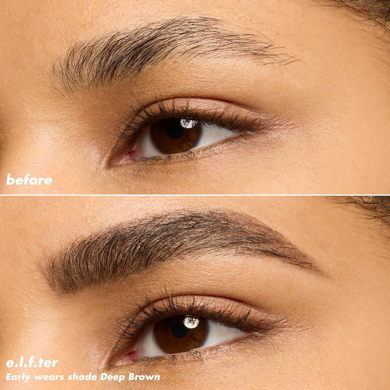 e.l.f. Micro-Fine Brow Pencil - Waterproof Brow Color & Spoolie for Natural Feathered Finish | Vegan, Deep Brown