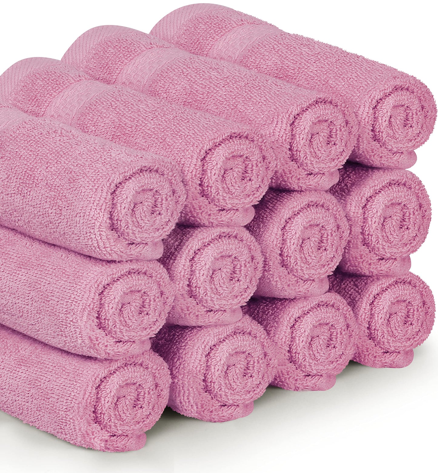 Utopia Towels 12 Pack Premium Wash Cloths Set, 12 by 12 Inches, 100% Cotton Ring Spun, Highly Absorbent and Soft Feel Essential Washcloths for Bathroom, Spa, Gym, and Face, Pink