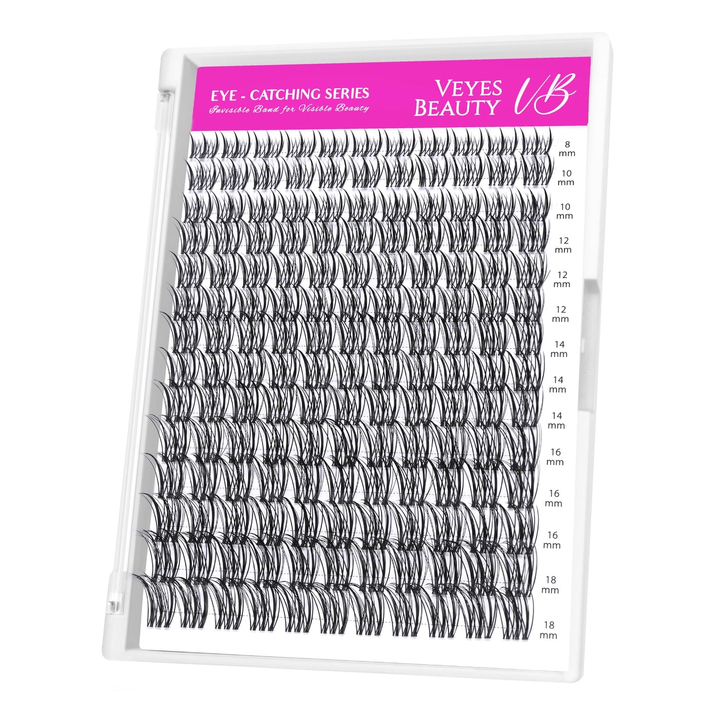 VEYESBEAUTY Lash Clusters Individual Eyelash Extensions Thin & Invisible Band DIY False Eyelashes for Self-application Eye-Catching Series Wispy Lash Tray, Flutter 8-18mm Mixed Length