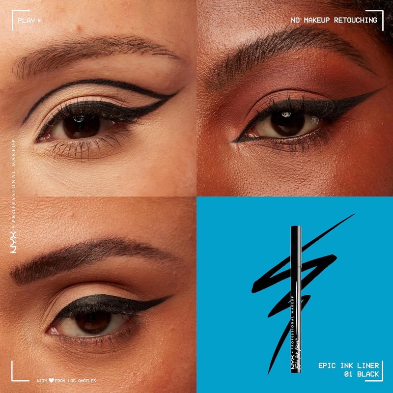 NYX Professional Makeup Epic Ink Liner - Waterproof Liquid Eyeliner in Black | Vegan Formula
