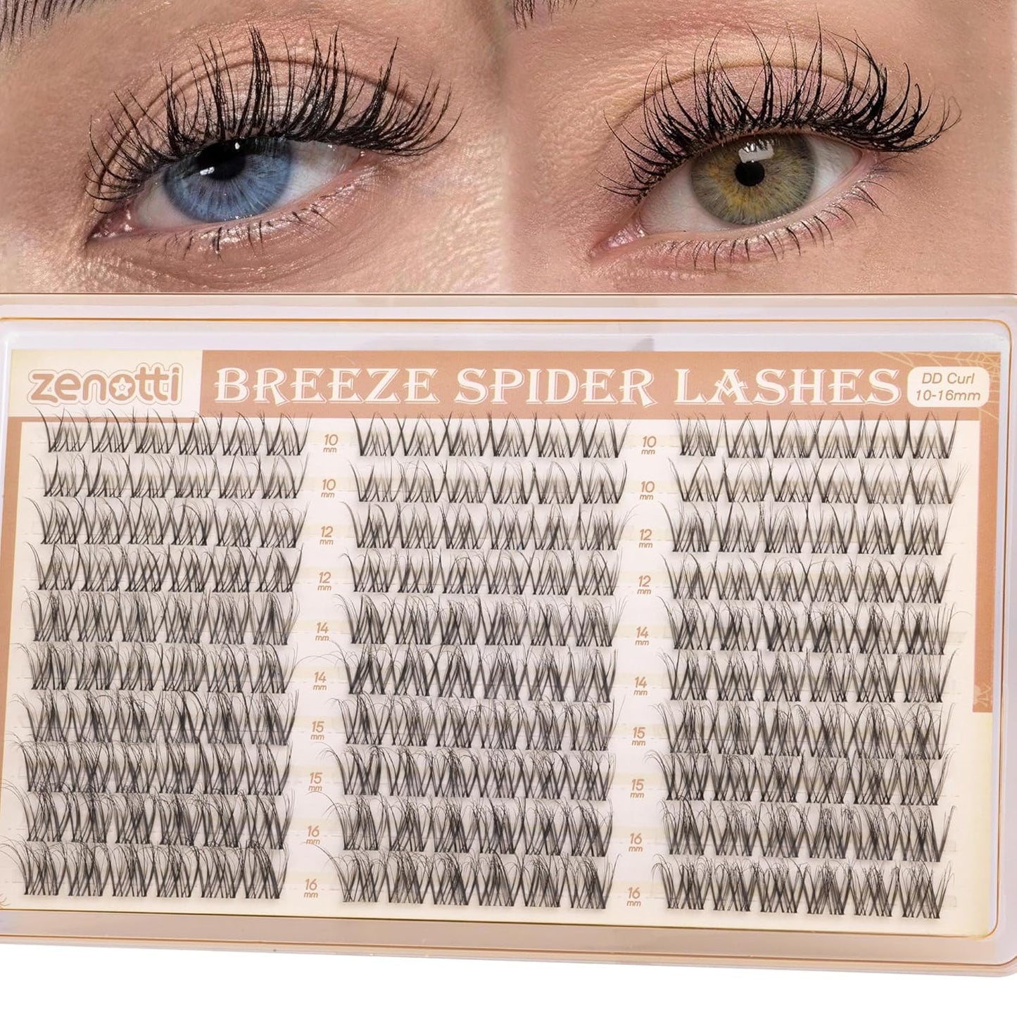 Spider Breeze Lash Clusters - DD Curl 180PCS Natural Wispy Eyelash Extensions | Kim K Style with Invisible Band