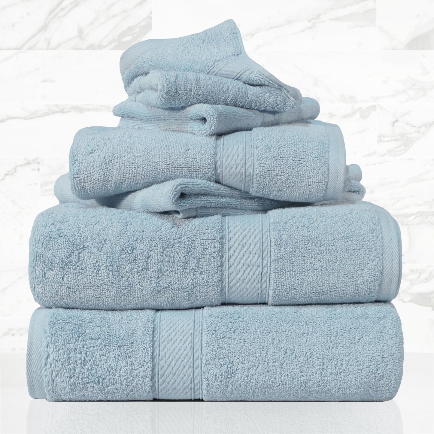 SUPERIOR Egyptian Cotton Ultra Plush & Absorbent, 6 Piece Set, Light Blue