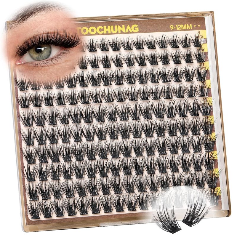 Short Lash Clusters 9-12mm Wispy Cluster Eyelash Extensions 160pcs Natural Individual Lashes Natural Look C Curly Thin Band Eyelashes Clusters by TOOCHUNAG