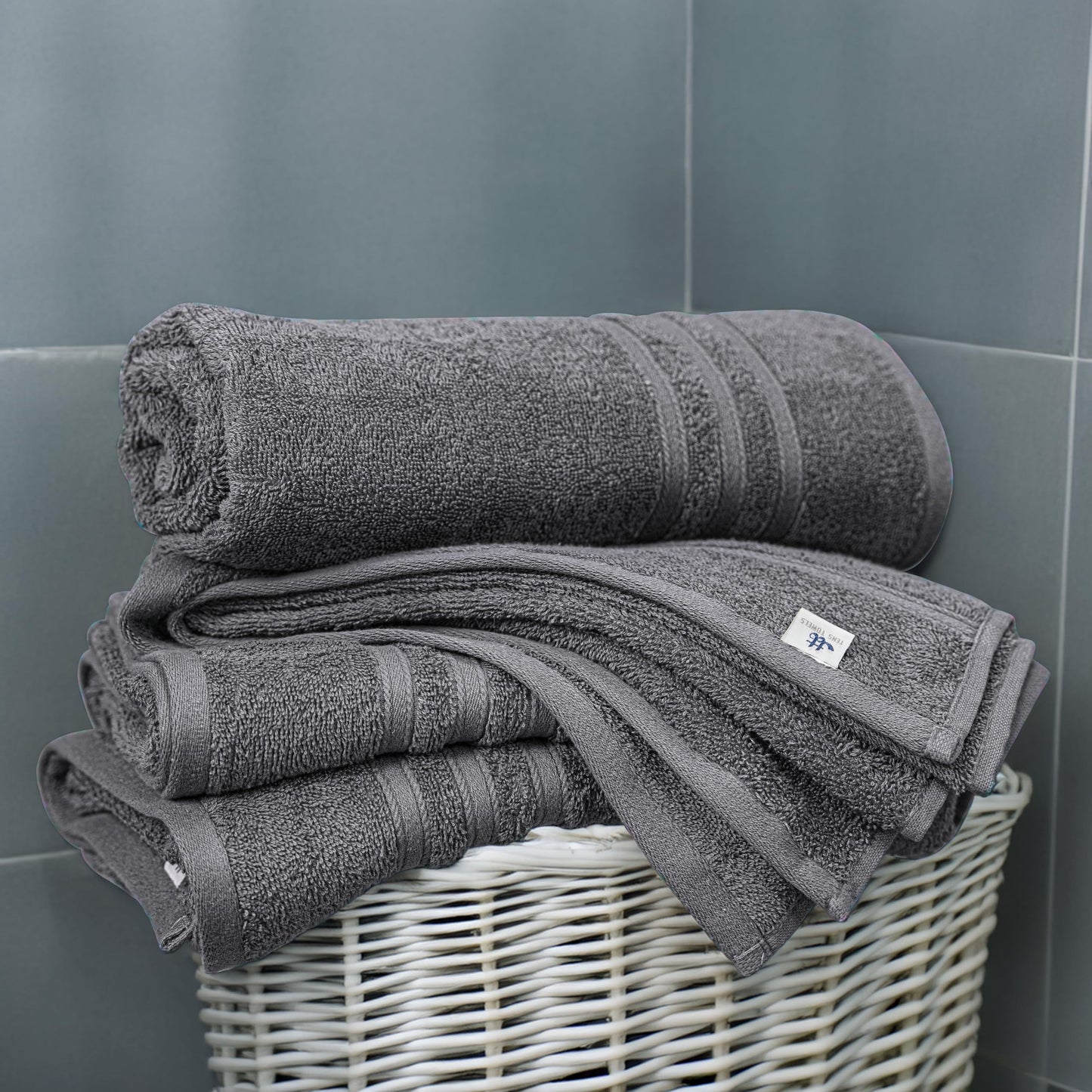 Tens Towels Pack of 4 Soft Bath Towels, 100% Cotton, 27 x 54 Inches, Lightweight & Quick-Dry, Ideal for Daily Bathroom Use, Practical & Comfortable, Dark Grey