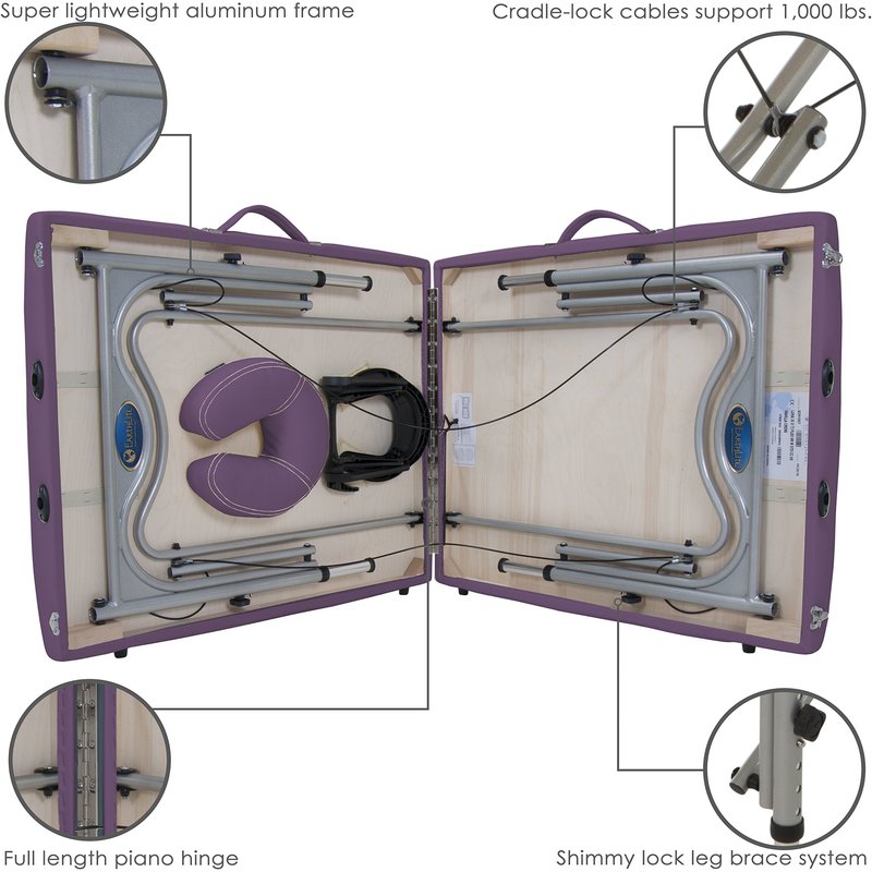 EarthLite Portable Massage Table Luna - 30" Wide, CFC Free Professional Foam, Weighs Only 29lbs, Patented, Strong Aluminum Reiki Frame (Working Weight 750lbs)