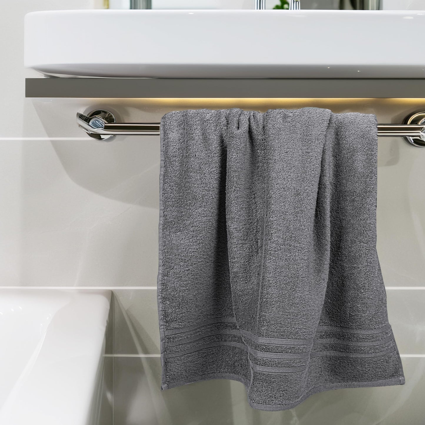 Tens Towels Pack of 4 Soft Bath Towels, 100% Cotton, 27 x 54 Inches, Lightweight & Quick-Dry, Ideal for Daily Bathroom Use, Practical & Comfortable, Dark Grey