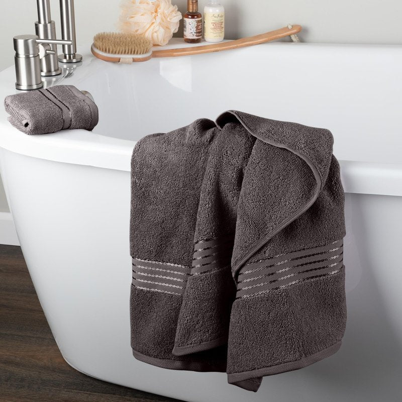 6 Piece Towel Set - 625 GSM 100% Cotton Bathroom Accessories - 2 Bath Towels, 2 Hand Towels, and 2 Wash Cloths - Soft and Absorbent Bath Sheets for Shower, Gym, Dorm, and Spa by Lavish Home (Charcoal)