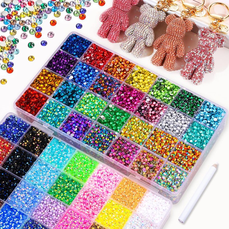 56000Pcs Rhinestones for Bedazzling,56 Colors Bedazzling Kit with Rhinestones for Crafting,3mm Gems Resin Jelly Flatback,Perfect for Nail Art, Diamond Art, Clothing